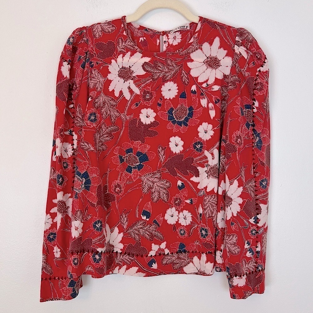Ulla Johnson Red Floral Blouse